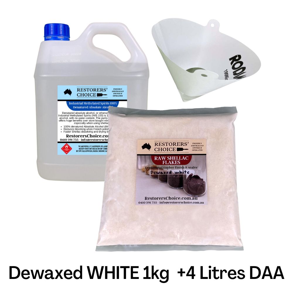 Shellac & Denatured Alcohol Combo Kit for French Polishing 1kg & 4L