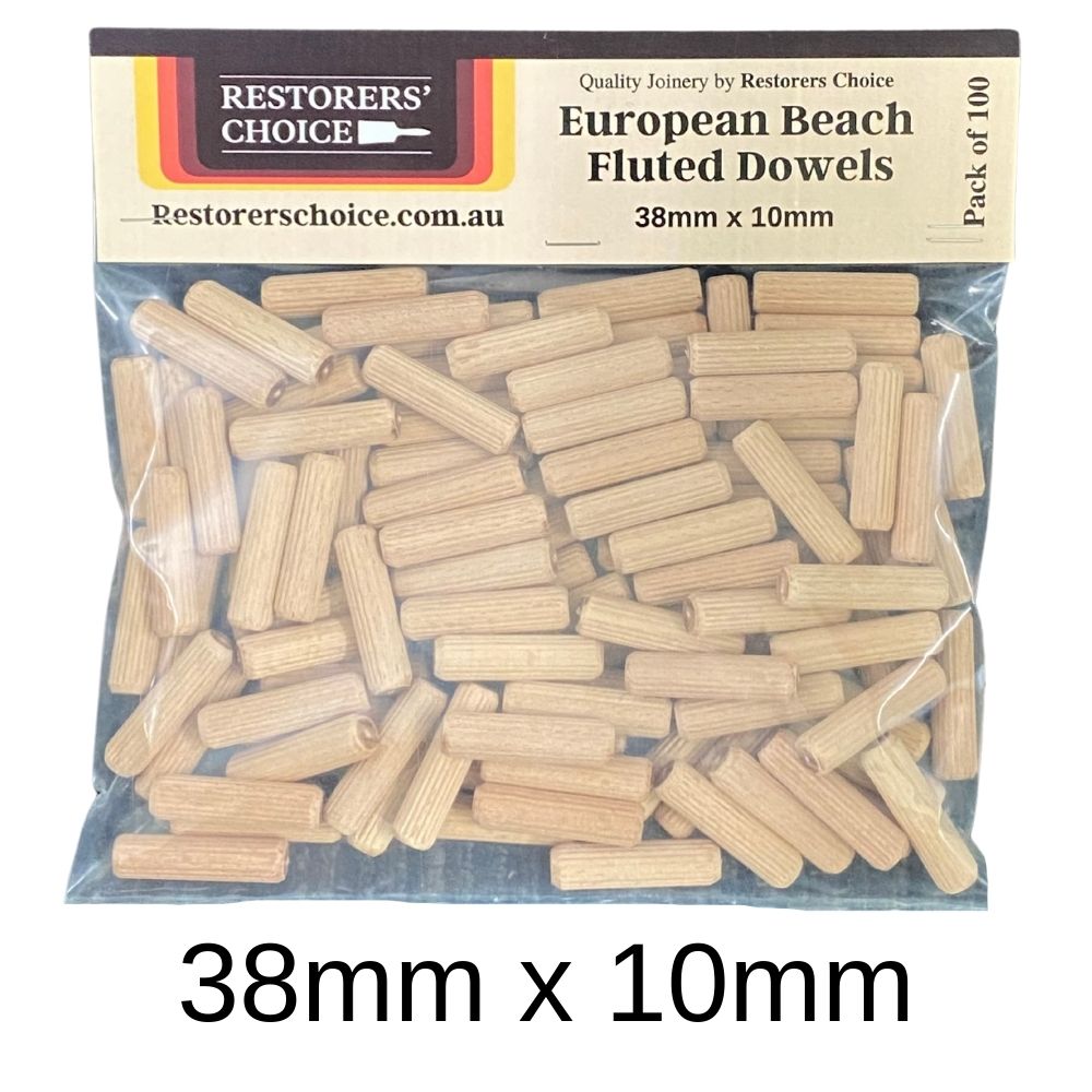 European Beach Fluted Dowels in 6 Sizes 100 Pack