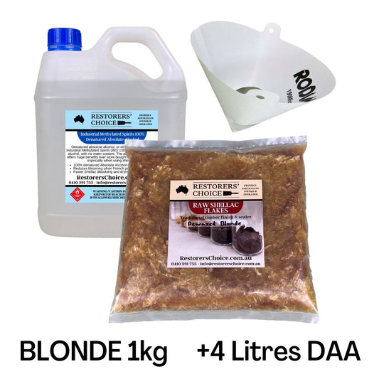 Shellac & Denatured Alcohol Combo Kit for French Polishing 1kg & 4L