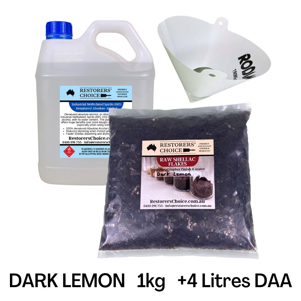 Shellac & Denatured Alcohol Combo Kit for French Polishing 1kg & 4L