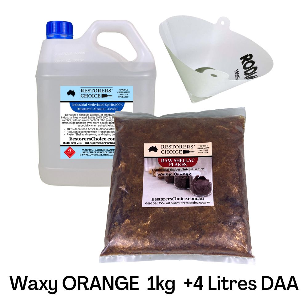 Shellac & Denatured Alcohol Combo Kit for French Polishing 1kg & 4L