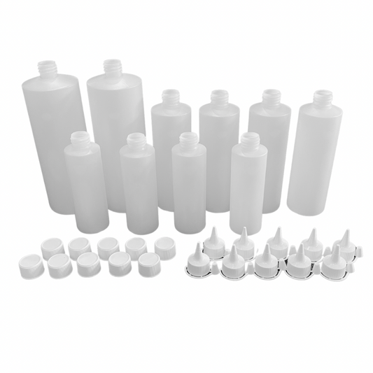 Heavy Duty Plastic Bottles Multi pack with Squeeze Nozzles Caps