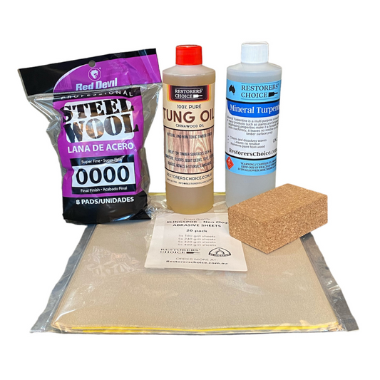 Tung Oil Kit - Restore and Refresh oiled timber surfaces